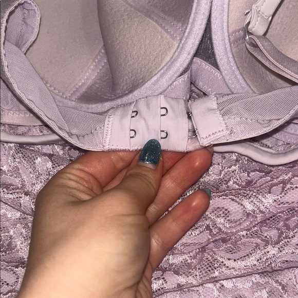 Lilac Purple Light Pink Lace Floral Cami Tank Sheer Top built in bra lingerie - Picture 6 of 8